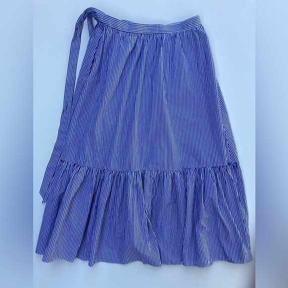 J. Crew Striped Ruffled Tiered Wrap Skirt - Picture 3 of 13